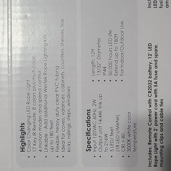 8 Color Changing 12 ft Led Rope Light Kit - Picture 6 of 6